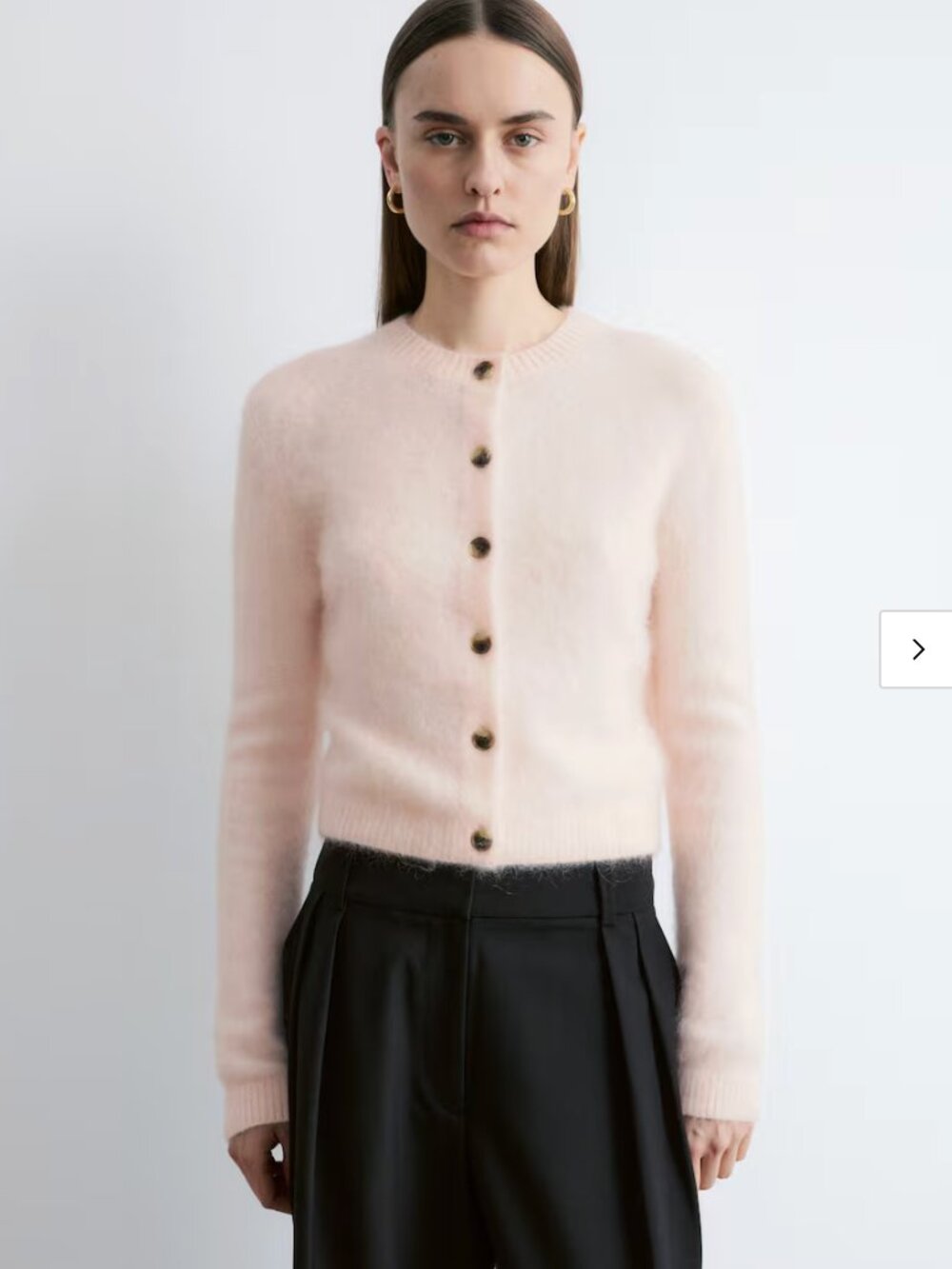 & Other Stories Sweater Small Mohair Blend Brushed Cardigan Wool in Peach Office - Picture 2 of 16